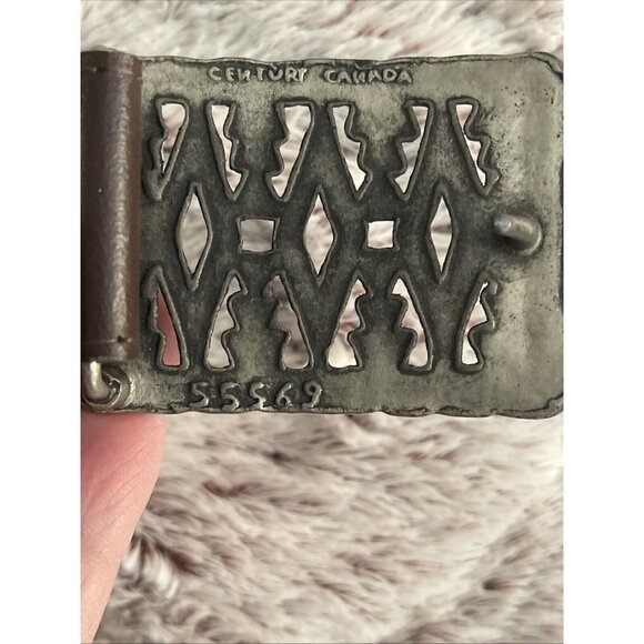 Vintage Silver Tone Century Canada Belt Buckle With Belt Size Small 55569 - Picture 3 of 10